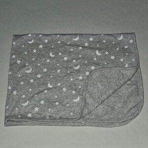 Little Me Gray White Moon Stars Baby Blanket 100% Cotton 23x30